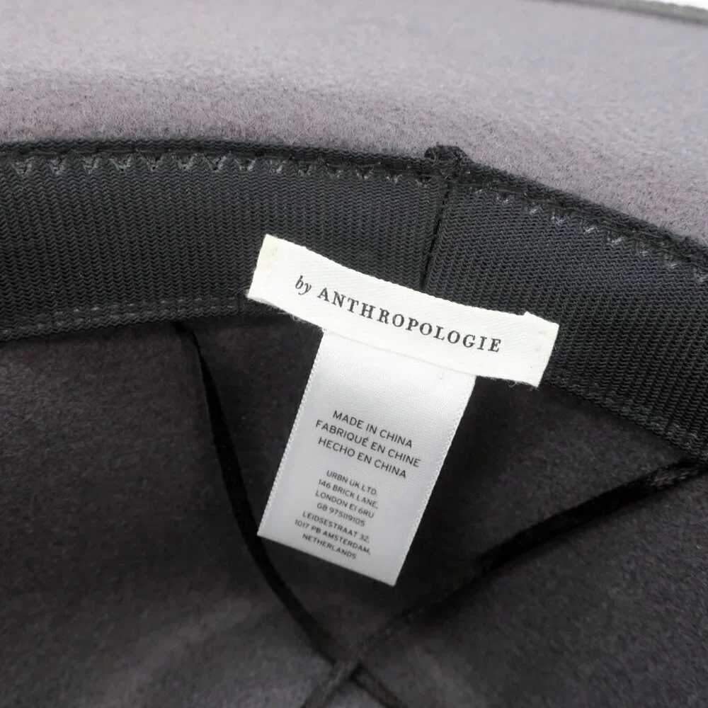 Anthropologie Charm-Trimmed Rancher Women's Hat Dark Grey Felt Boho Festival
